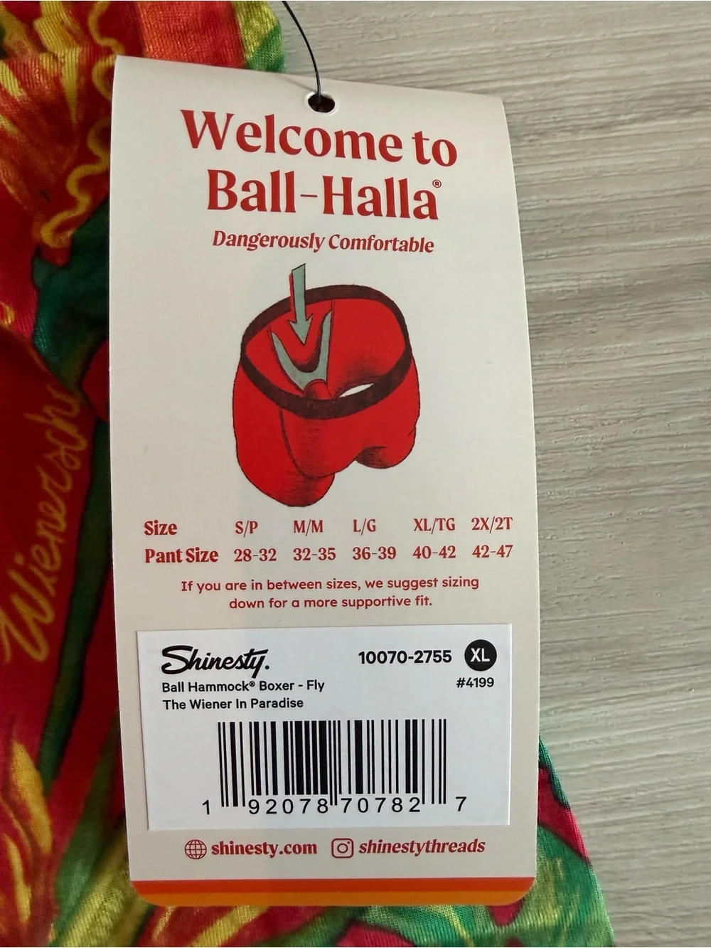 Shinesty Ball Hammock Boxer Fly The Weiner In Paradise Red XL NWT IN PACKAGE